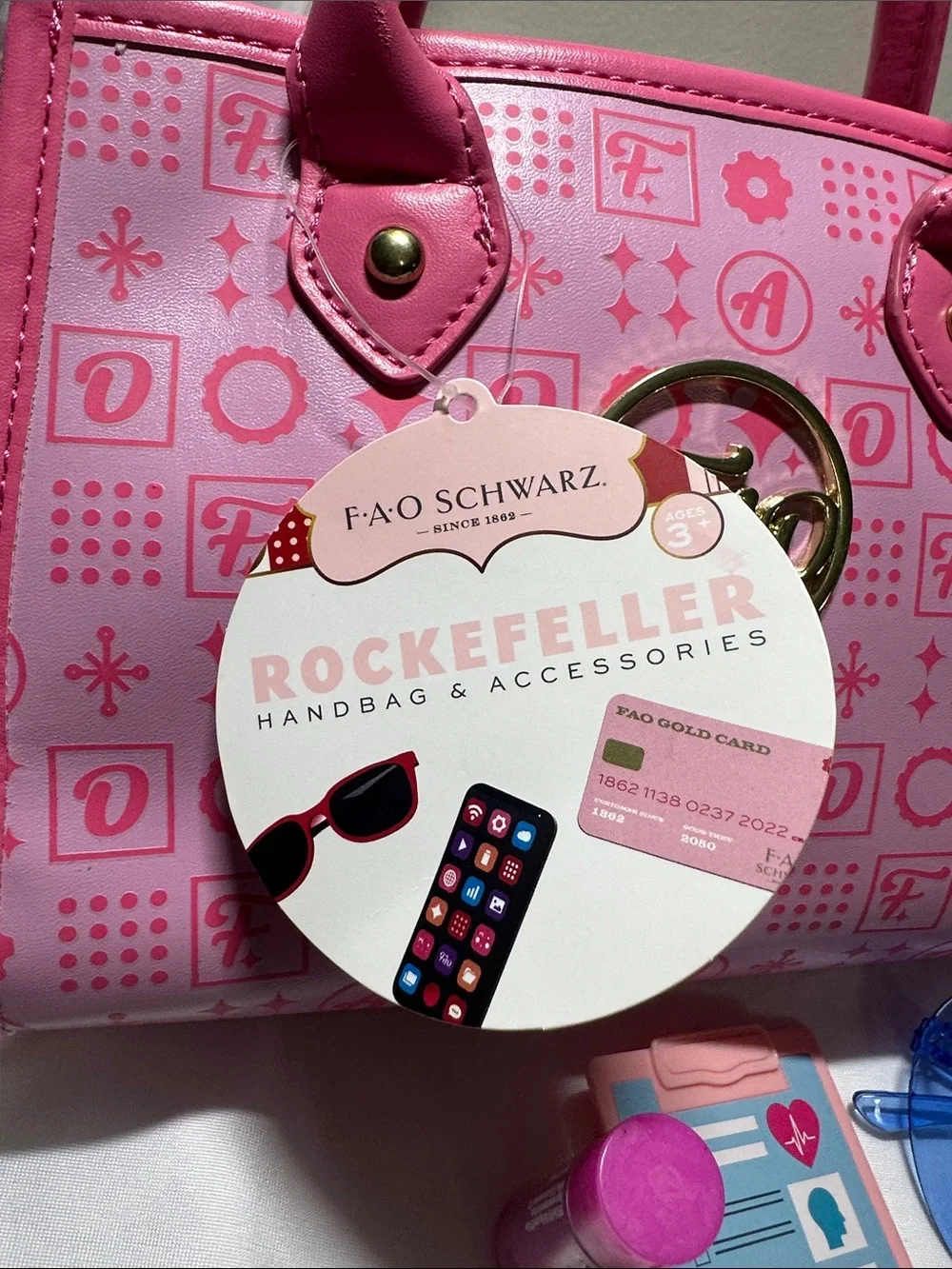 Kids Pink Play Purse Accessory Set by FAO Schwarz 12 pc bundle NWT
